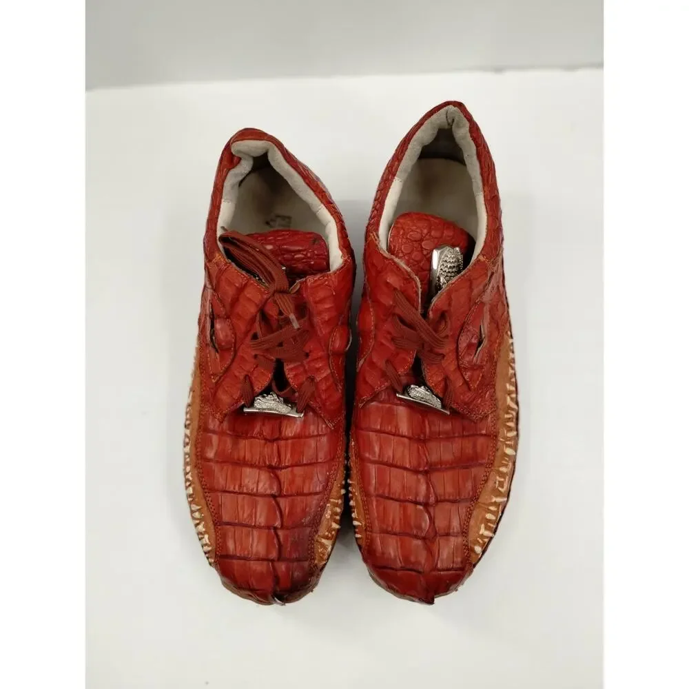 FENNIX ITALY 3044 Men's Brown Alligator Hornback Crocodile Sneakers M13 CUSTOM
